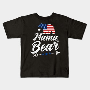 Mama Bear Patriotic Flag Matching 4th Of July Kids T-Shirt